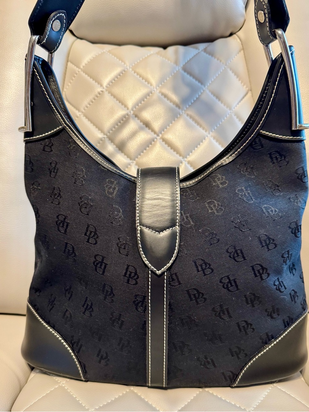 Dooney & Bourke Black Logo Hobo with Silver-Tone Hardware - Picture 2 of 7